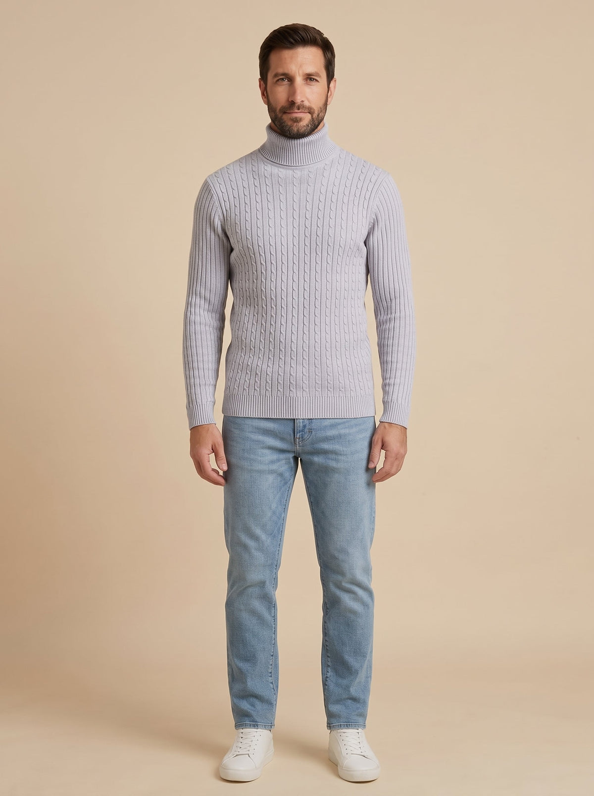 Franco | Jersey Trenzado de Cuello Alto