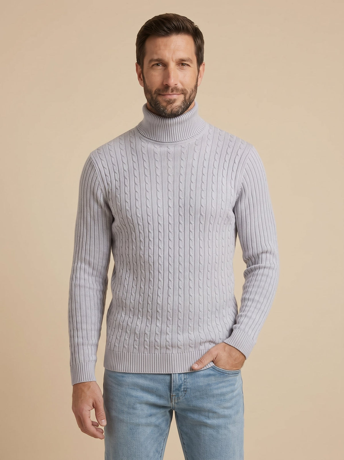 Franco | Jersey Trenzado de Cuello Alto