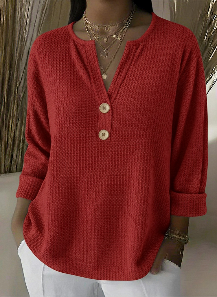 Lucia | Suéter Henley gofrada con botones