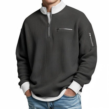 Jersey de hombre | Jersey de punto waffle con media cremallera