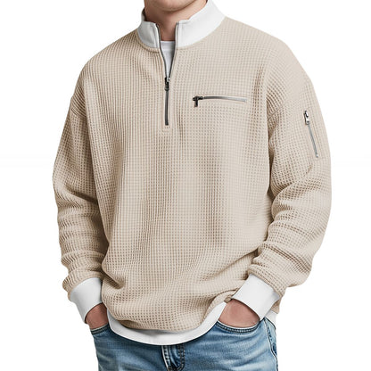 Jersey de hombre | Jersey de punto waffle con media cremallera
