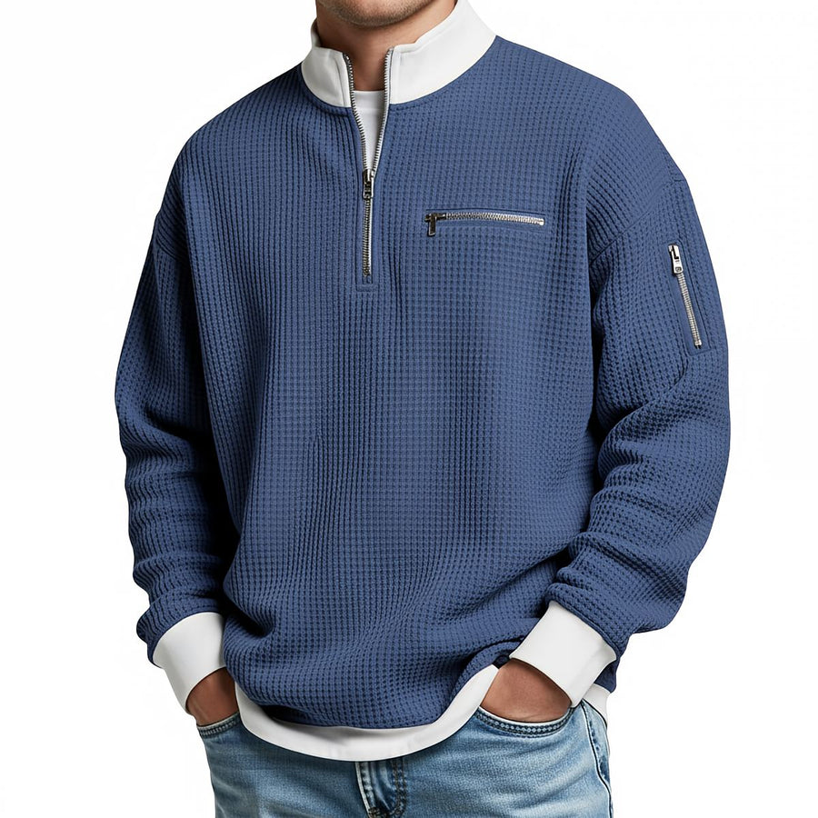 Jersey de hombre | Jersey de punto waffle con media cremallera