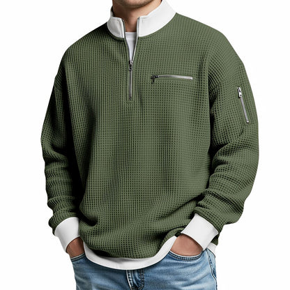 Jersey de hombre | Jersey de punto waffle con media cremallera