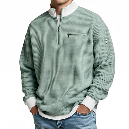 Jersey de hombre | Jersey de punto waffle con media cremallera