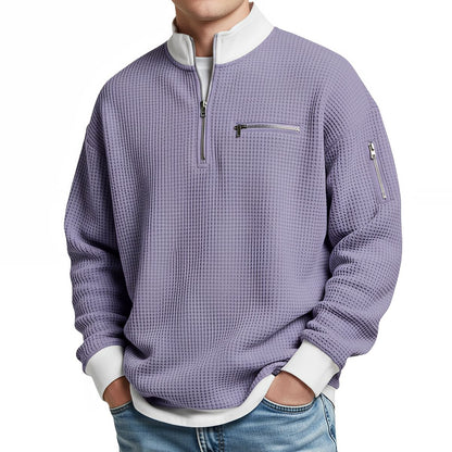 Jersey de hombre | Jersey de punto waffle con media cremallera