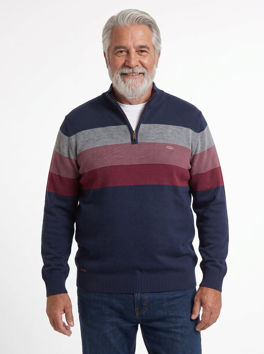 Carlo | Jersey de Rayas con Media Cremallera
